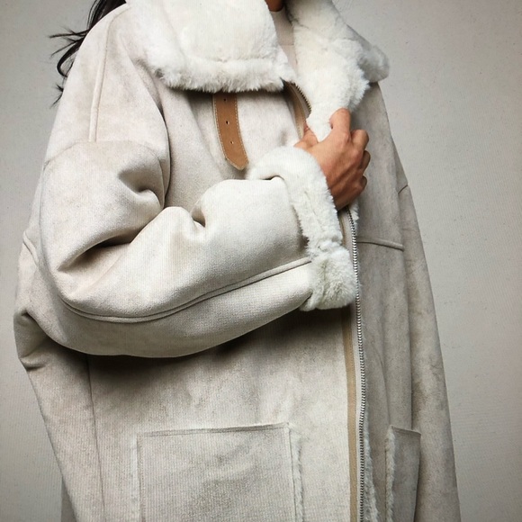 OAK + FORT Jackets & Blazers - Oak and fort suede / fur coat. Beige  oversized
